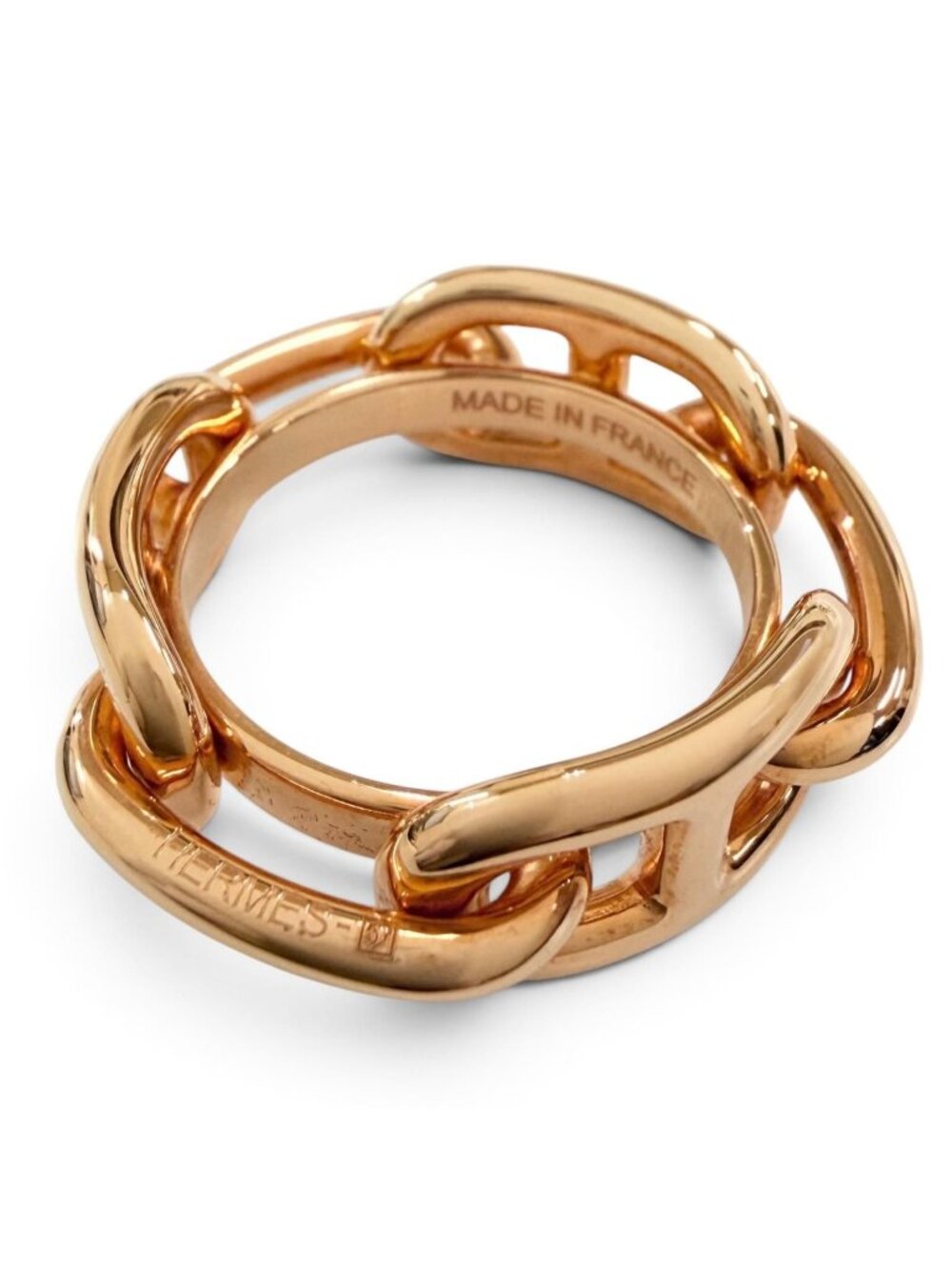 Hermes Legato Chain Motif Chaine D'ancre Scarf Ring Pink Gold